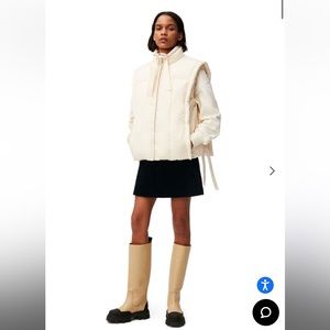 Ganni Oversized Puff Vest in Buttercream